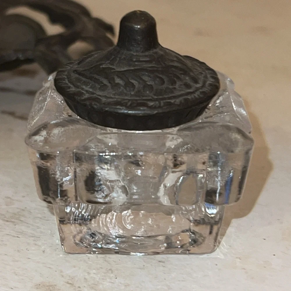 Vintage cast Metal inkwell